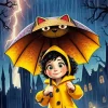 Cartoon Girl Holding Umbrella Diamond Painting