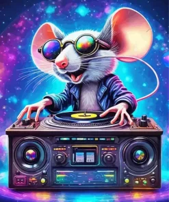 Cartoon Mouse Dj Diamond Painting