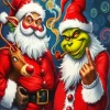 Cartoon Santa With Grinch Diamond Painting