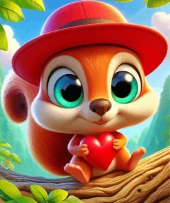 Cartoon Squirrel With Big Eyes Diamond Painting