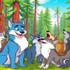 Cartoon Wolves In Forest Diamond Painting