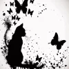 Cat And Butterfly Silhouette Diamond Painting