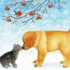Cat And Dog In Snow Diamond Painting