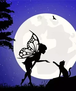 Cat And Fairy Silhouette Diamond Painting