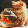 Cat And Fish Bowl Art Diamond Painting