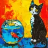 Cat And Goldfish Art Diamond Painting