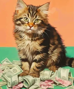 Cat And Money Diamond Painting