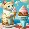 Cat Eating Ice Cream Diamond Painting