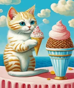 Cat Eating Ice Cream Diamond Painting