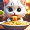 Cat Eating Noodles Diamond Painting