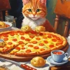 Cat Eating Pizza Diamond Painting