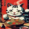 Cat Eating Ramen Diamond Painting