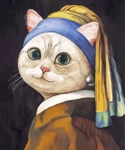 Cat Girl With A Pearl Earring Diamond Painting