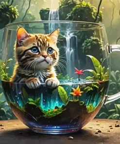 Cat Glass Cup Diamond Painting