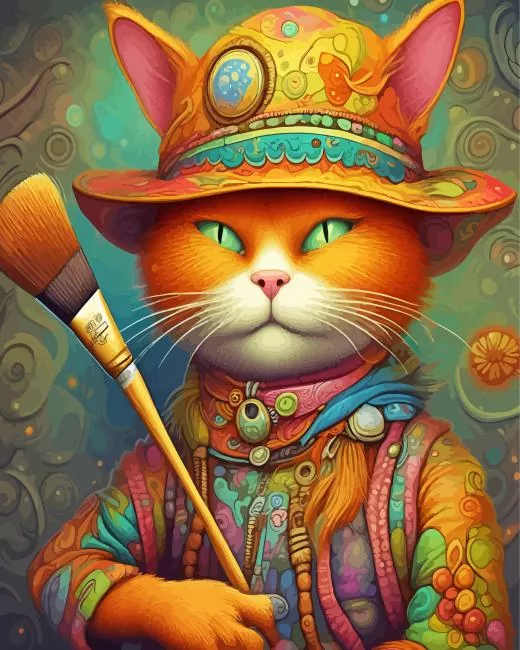 cat holding paintbrush art Diamond Paintings Cat Holding Paintbrush Art Diamond Painting