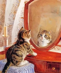 Cat In The Mirror Diamond Painting