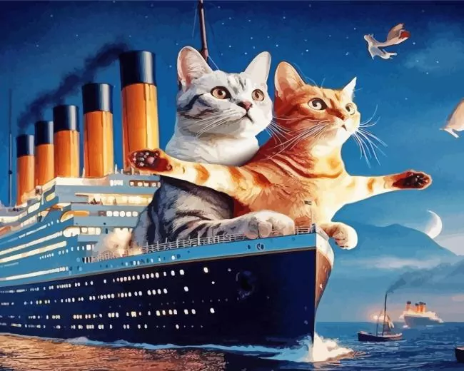 cat in titanic ship Diamond Paintings Cat In Titanic Ship Diamond Painting