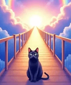 Cat Over The Rainbow Bridge Diamond Painting
