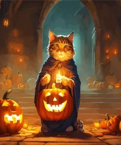 Cat Pumpkin Diamond Painting