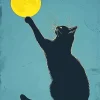 Cat Reaching For Moon Diamond Painting