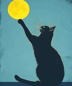 Cat Reaching For Moon Diamond Painting