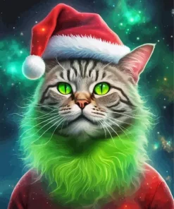 Cat Santa Hat Art Diamond Painting