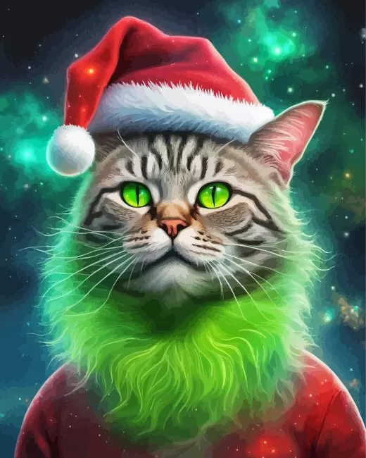 cat santa hat art Diamond Paintings Cat Santa Hat Art Diamond Painting
