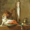Cat Stealing Fish Diamond Painting