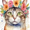 Cat Wearing Flower Crown Diamond Painting