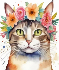 Cat Wearing Flower Crown Diamond Painting
