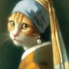 Cat With A Pearl Earring Art Diamond Painting