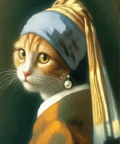 Cat With A Pearl Earring Art Diamond Painting