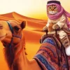 Cat With Arab Hat On Camel Diamond Painting