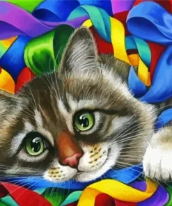 Cat With Ribbons Diamond Painting