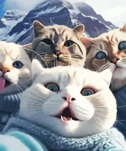 Cats Group Selfie Diamond Painting