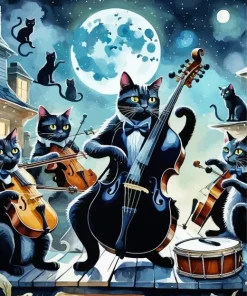 Cats Playing Instruments Diamond Painting