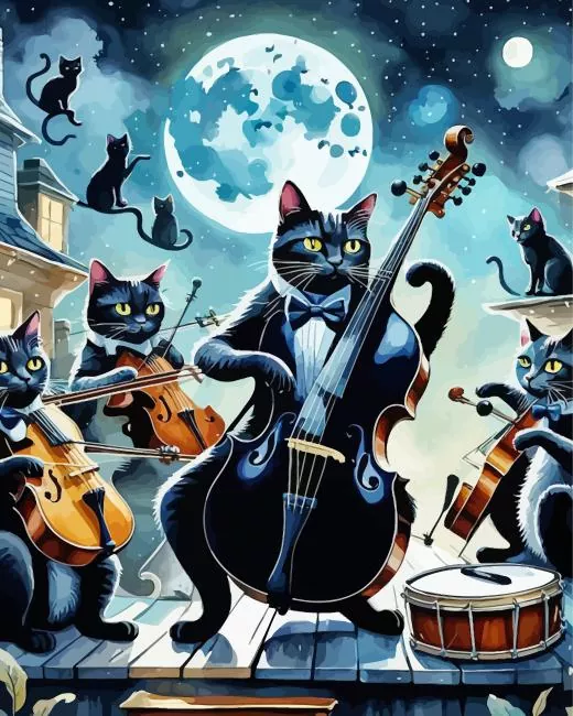 cats playing instruments Diamond Paintings Cats Playing Instruments Diamond Painting
