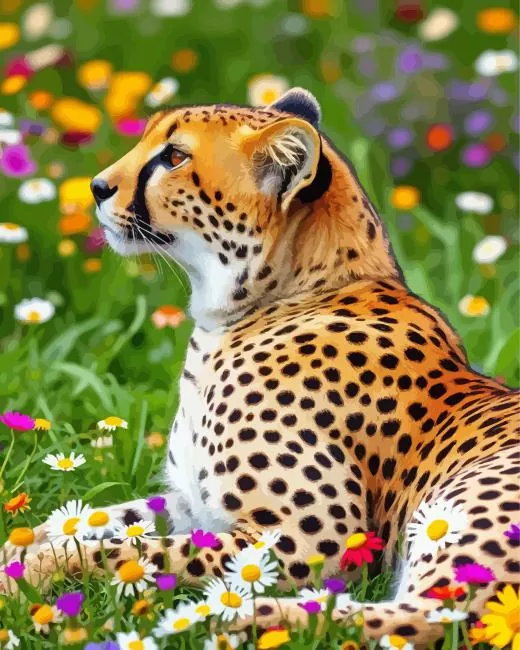 cheetah and flowers Diamond Paintings Cheetah And Flowers Diamond Painting