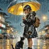 Cool Girl With Umbrella Art Diamond Painting
