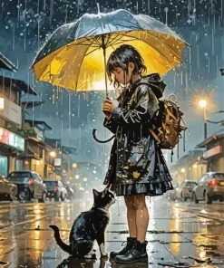 Cool Girl With Umbrella Art Diamond Painting