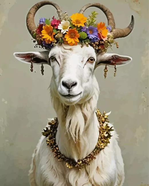 cool goat crown art Diamond By Numbers Cool Goat Crown Art Diamond Painting