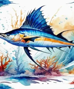 Cool Sailfish Jumping Diamond Painting