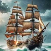 Cool Sailing Ship In A Storm Diamond Painting