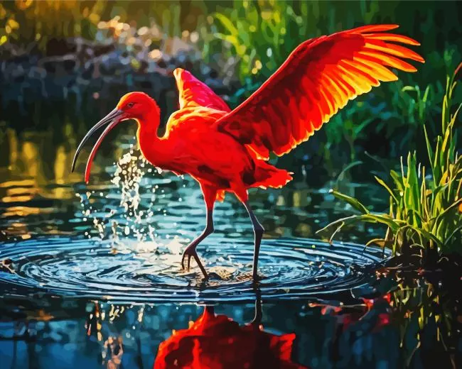 cool scarlet ibis art Diamond By Numbers Cool Scarlet Ibis Art Diamond Painting