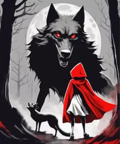 Cool Scary Black Wolf Art Diamond Painting