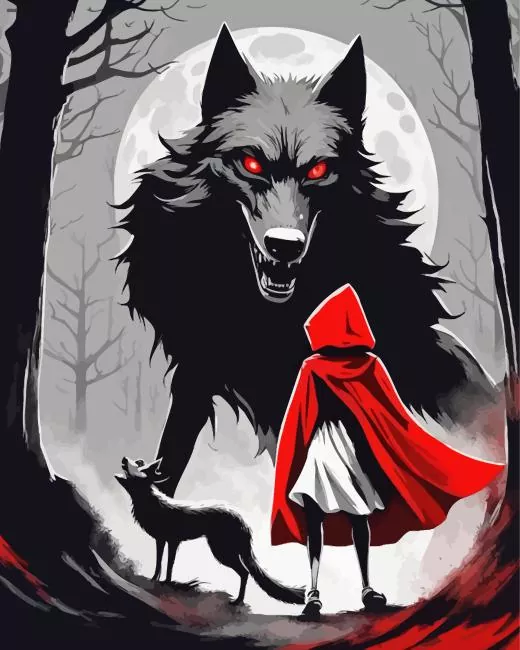 cool scary black wolf art Diamond Paintings Cool Scary Black Wolf Art Diamond Painting