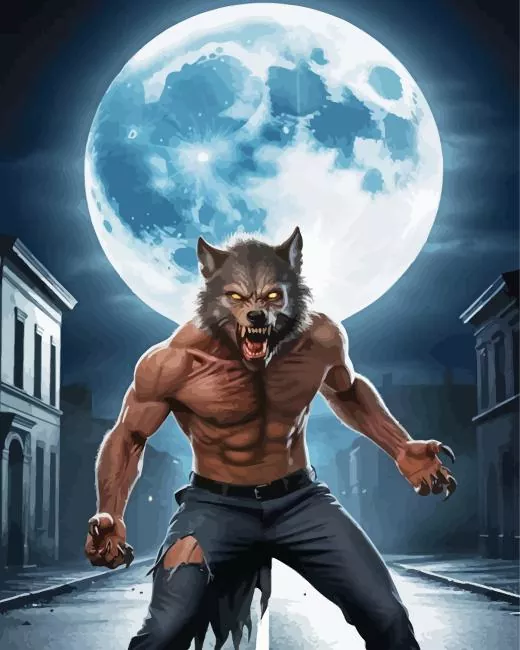 cool scary werewolf art Diamond By Numbers Cool Scary Werewolf Art Diamond Painting