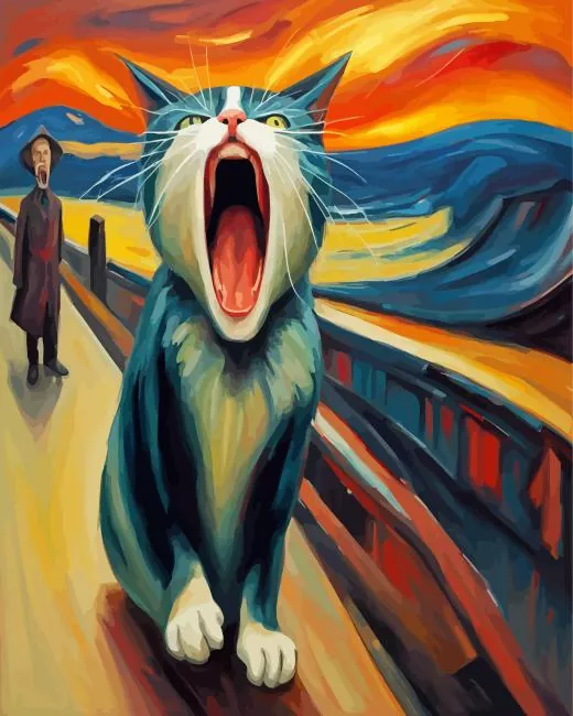 cool scream cat Diamond By Numbers Cool Scream Cat Diamond Painting