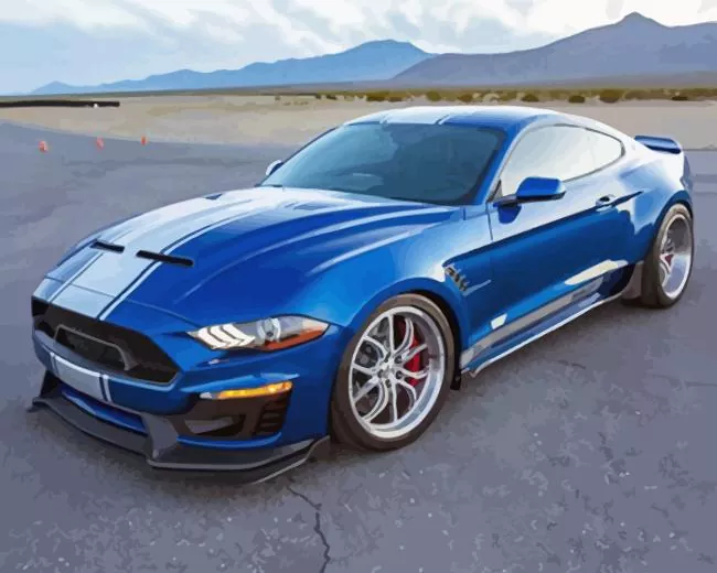 cool shelby mustang blue Diamond With Numbers Cool Shelby Mustang Blue Diamond Painting