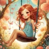 Cute Girl On A Swing Art Diamond Painting